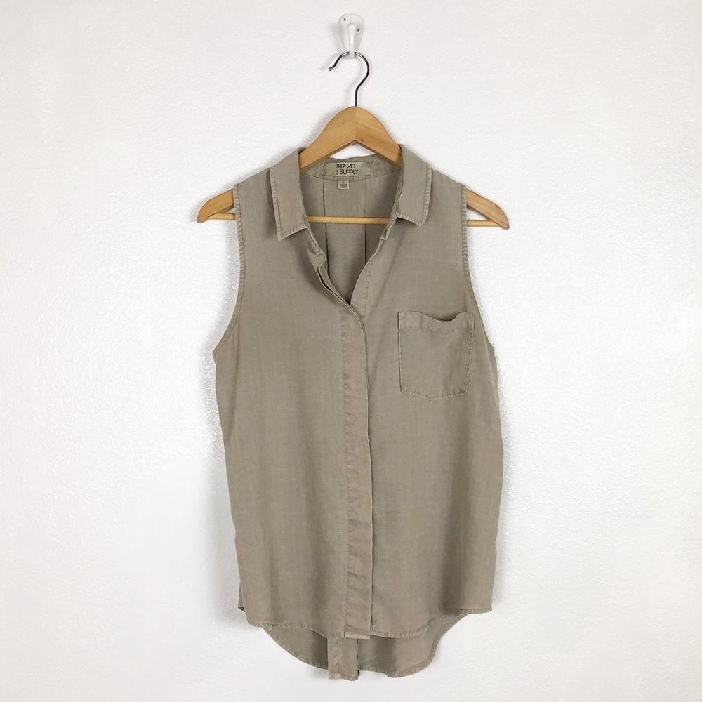 Thread & Supply khaki sleeveless top large